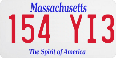 MA license plate 154YI3