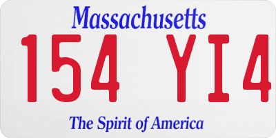 MA license plate 154YI4