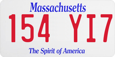 MA license plate 154YI7