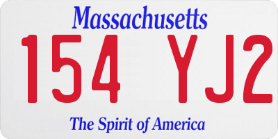 MA license plate 154YJ2