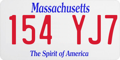 MA license plate 154YJ7