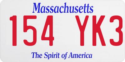 MA license plate 154YK3