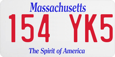 MA license plate 154YK5
