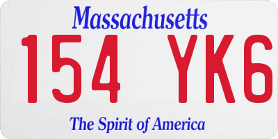 MA license plate 154YK6