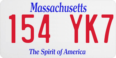 MA license plate 154YK7