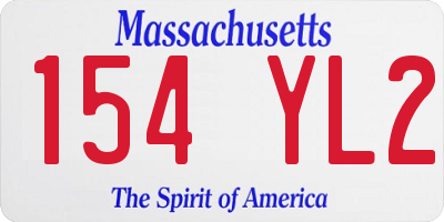 MA license plate 154YL2