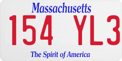 MA license plate 154YL3