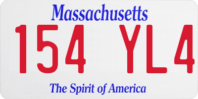 MA license plate 154YL4