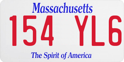 MA license plate 154YL6