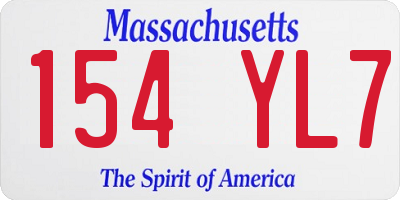 MA license plate 154YL7