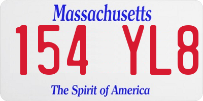 MA license plate 154YL8