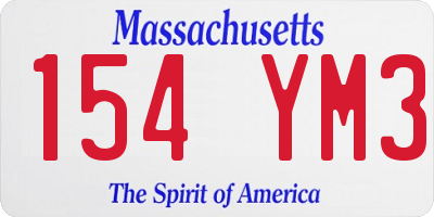 MA license plate 154YM3