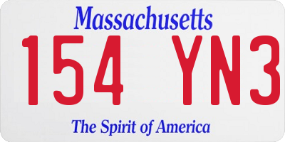 MA license plate 154YN3