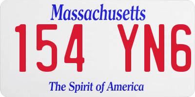 MA license plate 154YN6