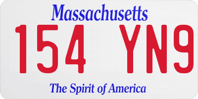 MA license plate 154YN9