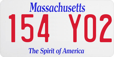 MA license plate 154YO2