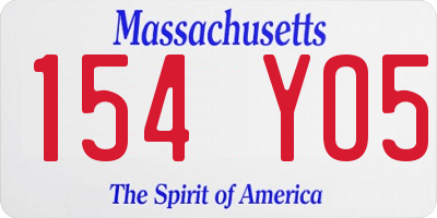 MA license plate 154YO5