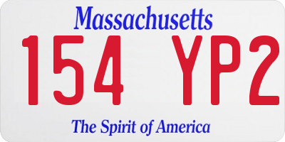 MA license plate 154YP2