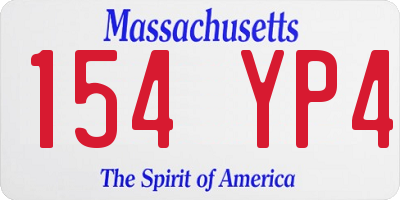 MA license plate 154YP4