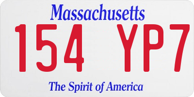 MA license plate 154YP7