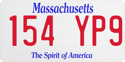 MA license plate 154YP9