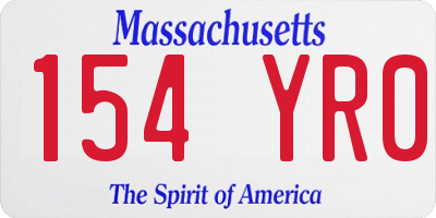 MA license plate 154YR0