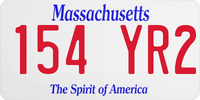 MA license plate 154YR2