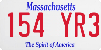 MA license plate 154YR3