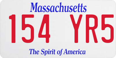 MA license plate 154YR5