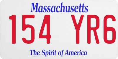 MA license plate 154YR6