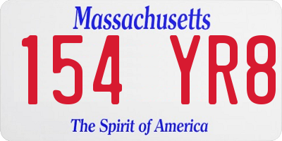 MA license plate 154YR8