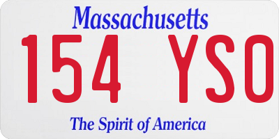 MA license plate 154YS0