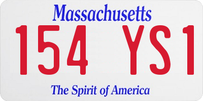 MA license plate 154YS1