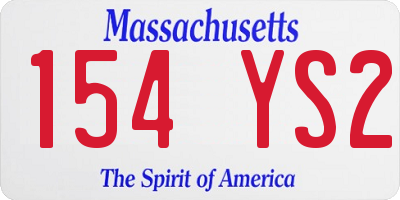 MA license plate 154YS2