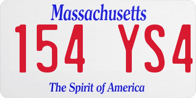 MA license plate 154YS4
