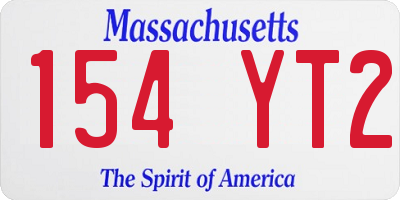 MA license plate 154YT2