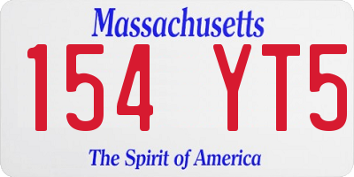 MA license plate 154YT5