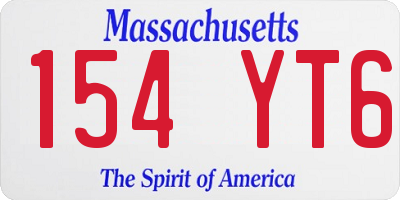 MA license plate 154YT6