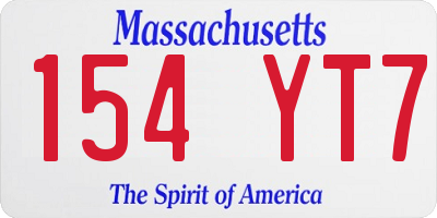 MA license plate 154YT7