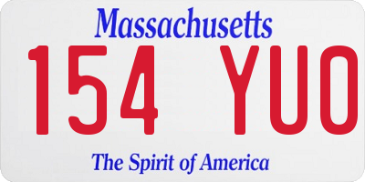 MA license plate 154YU0