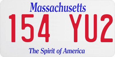 MA license plate 154YU2