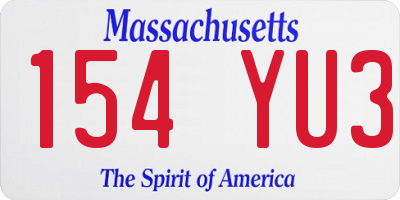 MA license plate 154YU3