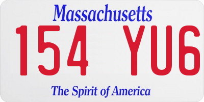 MA license plate 154YU6