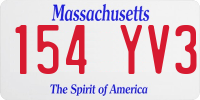 MA license plate 154YV3