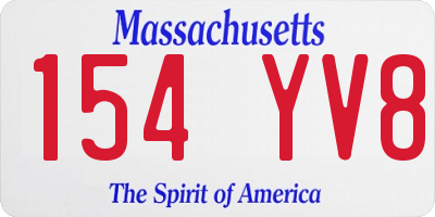 MA license plate 154YV8