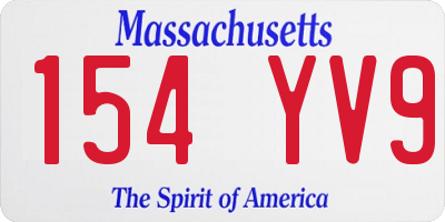 MA license plate 154YV9