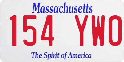 MA license plate 154YW0