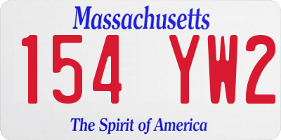 MA license plate 154YW2