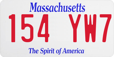 MA license plate 154YW7