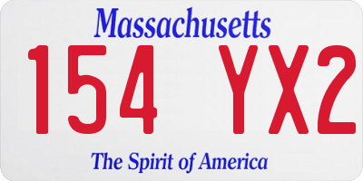 MA license plate 154YX2